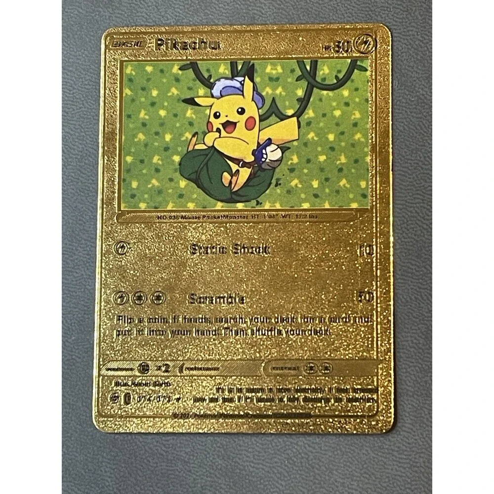Pokemon Pikachu Rainbow Gold Full Art Fan Art Novelty Card Lot (5) VMAX Tag Team